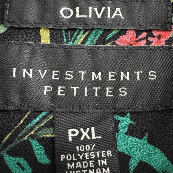 Olivia Black/Red/Green Floral Print Tunic Length Blouse, Sz XLP - Picture 5 of 5